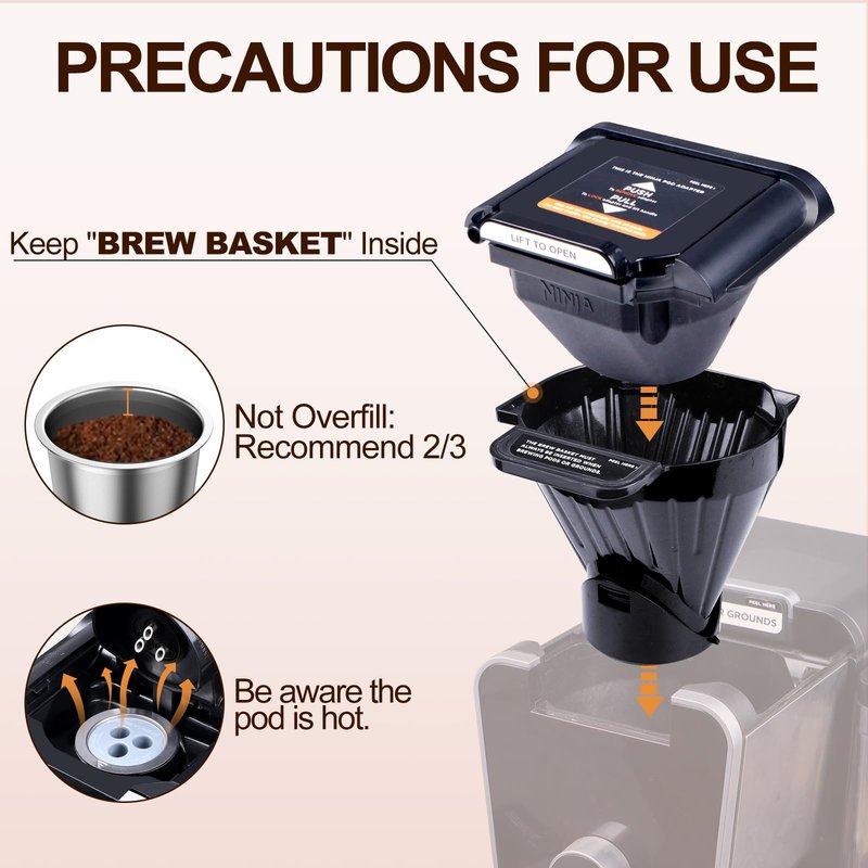 RETHONE Reusable K Cups Coffee Pods Compatible with Ninja Coffee Maker, Stainless Steel Reusable Coffee Filters for Ninja CFP201 CFP300 CFP301 CFP305 CFP307 CFP400 Dual Brew Pro (2 Packs)