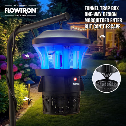 Flowtron Outdoor Bug Trap | UV Light & Powerful Fan Fly Killer with ½ Acre Coverage | Quiet Insect Control & Weather Resistant | Easy Clean Collection Chamber | Patio Deck Yard | ETL Certified