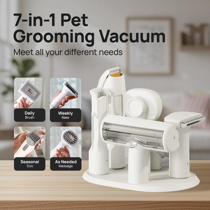Pet Grooming Vacuum Kit - Cat & Dog Grooming Kit for Easy Pet Care at Home & Outdoor, 12000 Pa Powerful Suction， 8000mAh Vaccum Cleaner - Includes Clippers, Brush, Nail Trimmer Grinder