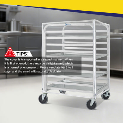 BIEAMA 10-Tier Sheet Pan Rack with Cover, NSF Bun Pan Rack, Aluminum Bakery Rack, Home Commercial Kitchen Bakery Cooling, 4 Wheels