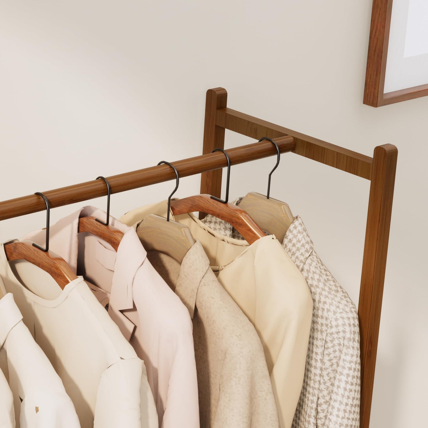 BambooCrafts Upgraded Hanging Rack Clothing Rack with Drawers,Solid Thickened Clothes Racks with Shelves,27.6inch Width Closet with Drawers,Clothes Racks for Hanging Clothes,Short Closet Dresser