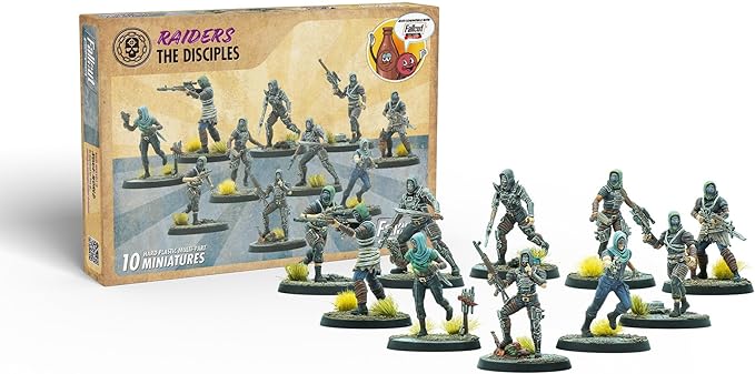 Modiphius Entertainment: Fallout Wasteland Warfare: Raiders - The Disciples - 10 Unpainted Figures Nuka World Wave Miniatures Compatible w/ Factions