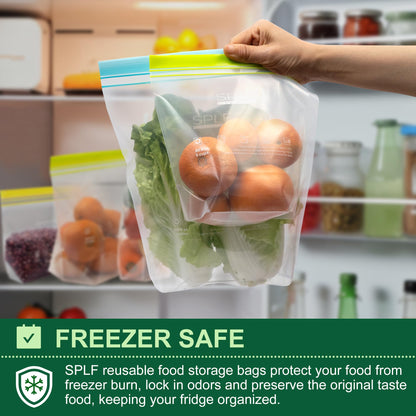 SPLF 24 Pack Reusable Food Storage Bags Dishwasher Microwave Safe, BPA Free Reusable Freezer Bags, Silicone Free Containers for Meal Prep, Fridge Kitchen Organization - 8 Gallon 8 Sandwich 8 Snack
