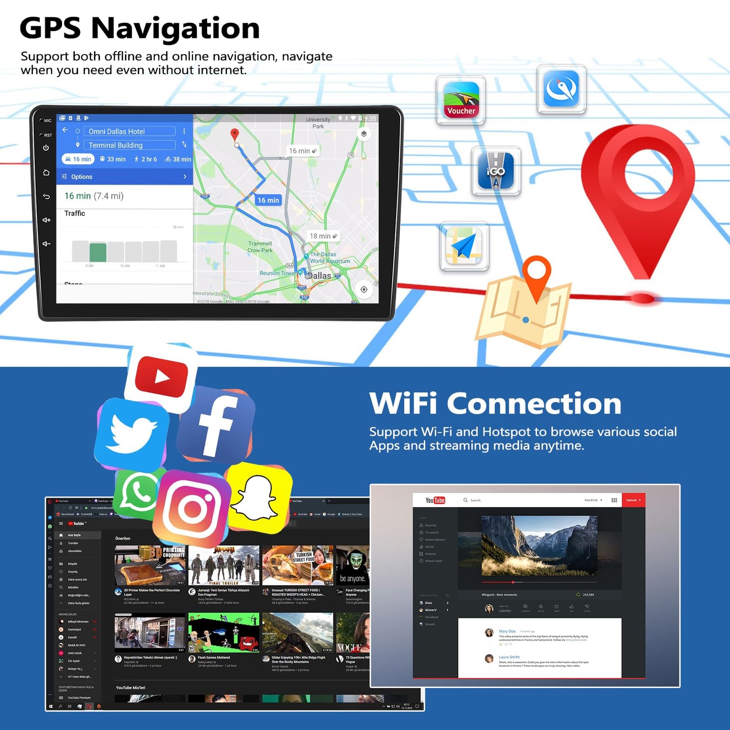 2+64G Car Stereo Radio for Ford Escape/Mazda Tribute 2001-2005 with Wireless CarPlay Android Auto, 9" Touch Screen Android 13 Car Radio with GPS Navigation Bluetooth WiFi Mirror Link Backup Camera