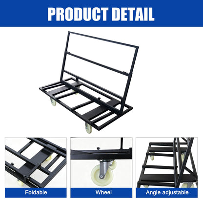Folding Table Cart Dolly, 1800 LBS Heavy Duty Panel Truck with 4 Swivel Casters, Expandable Foldable Cart with Strap for Plywood, Plasterboard, Warehouse & Party Use
