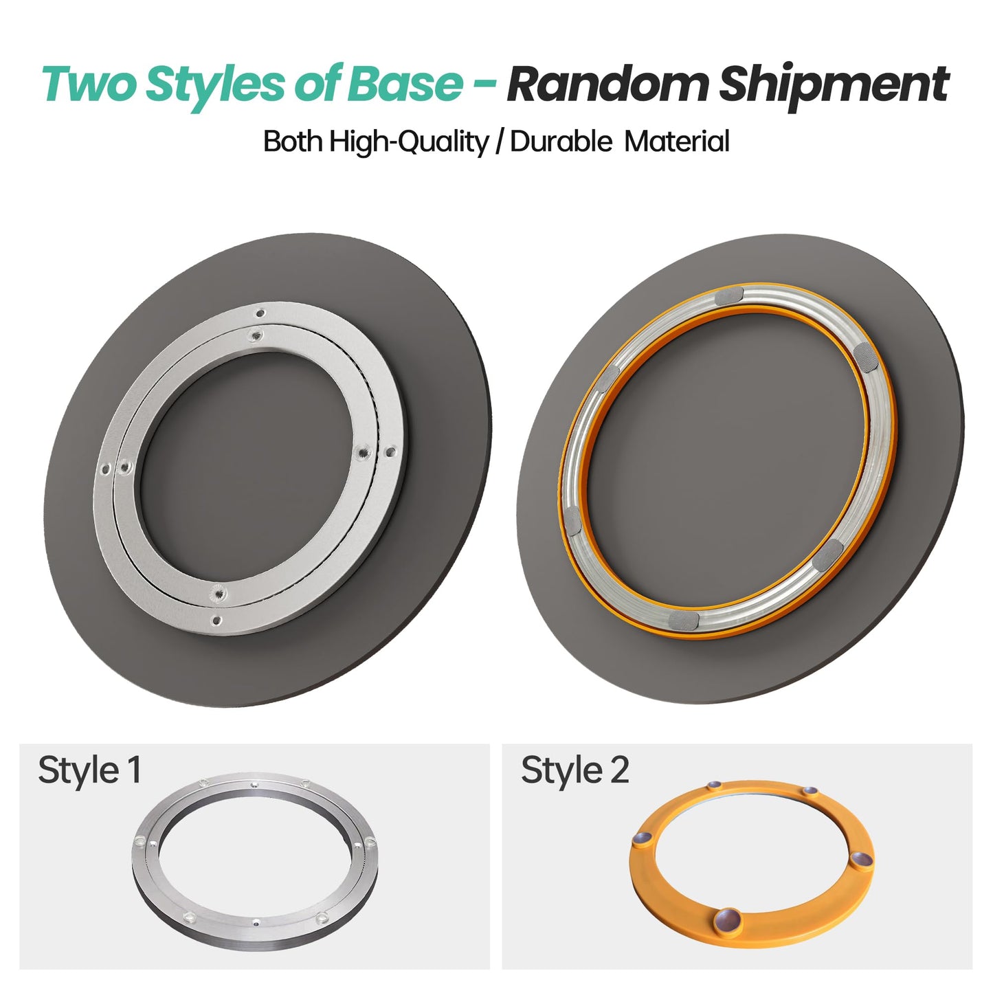 19.7" Lazy Susan Turntable–360° Sinteredstone Silent Anti-Slip Turntable, Table Top Centerpiece for Kitchen, Pantry, Spice Rack, Refrigerator & Dining Table, Black