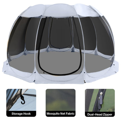 Alvantor 15'x15' Pop Up Screen House Tent, Instant Outdoor Gazebo with Mosquito Netting & UPF 50+ Sun Protection, Portable Canopy Shelter for Patio, Backyard, Camping (12-15 Person),Grey