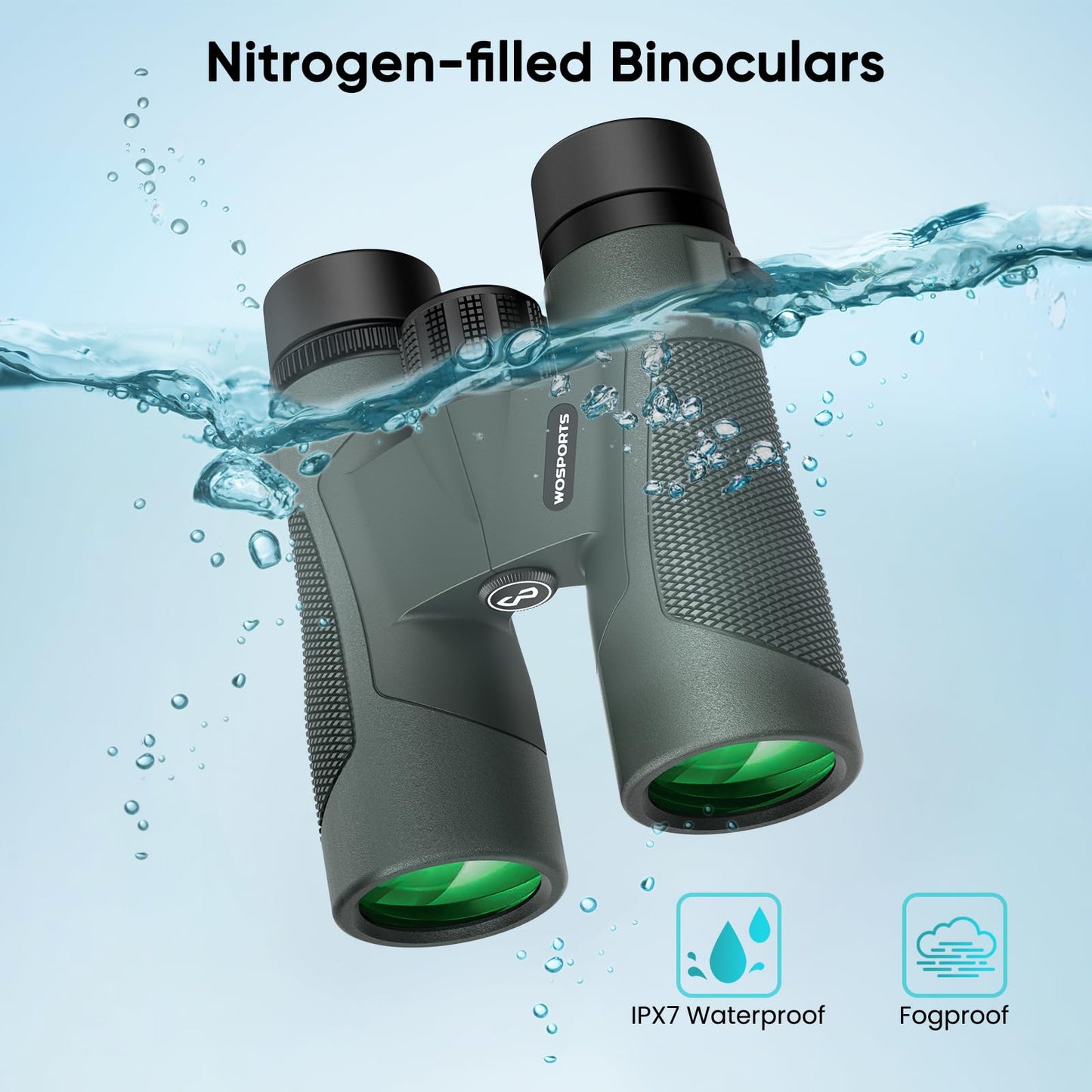 WOSPORTS 10x42 Binoculars for Adults - IP67 Waterproof Binoculars for Bird Watching, Camping, Hiking