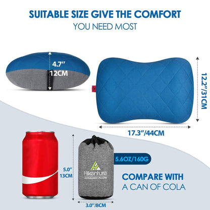 Hikenture Ultralight Inflatable Pillow with Removable Cove and 4" Thick Self Inflating Sleeping Pad with Electric Pump Set