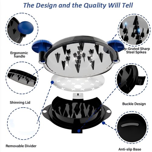 Chicken Shredder Tool Twist Pro - Large Meat Shredder for Chicken Breast, Pulled Pork, Beef with Upgraded Stainless Steel Spikes Wall Mounted Design BPA-Free Kitchen Essentials Gadgets (Blue/Black)