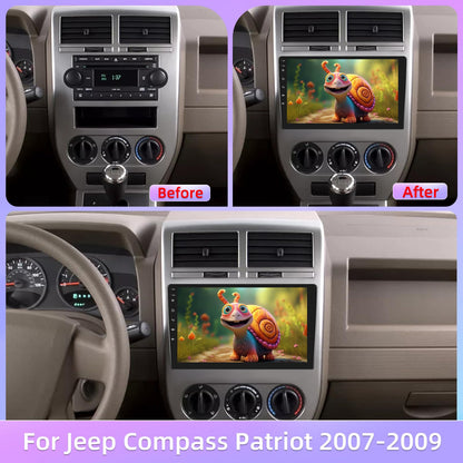[8 Core 4G+64G] Android Car Radio for Jeep Compass Patriot 2007 2008 2009-10.1 inch Touch Screen Car Play Stereo, DSP 32 EQ Audio/IPS Screen/Carplay/Android Auto/SWC/BT 5.0/WiFi
