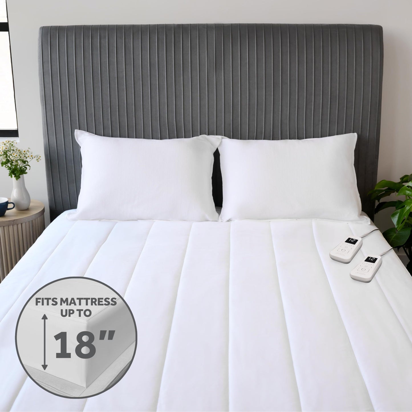 Sunbeam Premium Quilted Electric Heated Mattress Pad Twin 39" x 75" - 12 Heat Settings, 12-Hour Selectable Auto Shut-Off, Fast Heating, Warming Bed, Machine Washable, Extra-Soft Warm Cozy