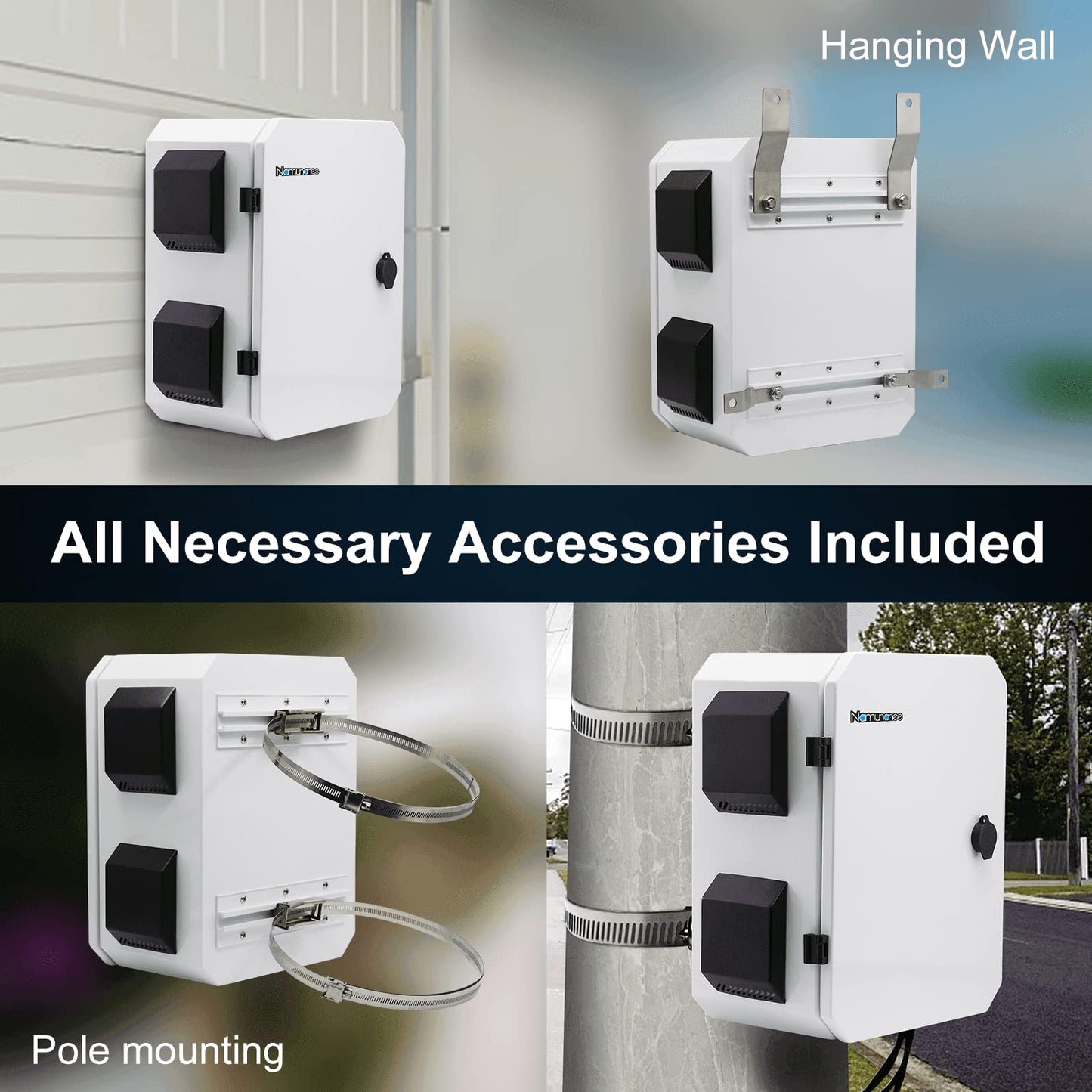 Outdoor Electrical Box, Cold-Rolled Steel Plate, Aluminum Alloy Back Beam, One-Piece Ventilation Design, IP65 Waterproof, Wall/Pole Mounted (15.7" x 11.8" x 7.9")