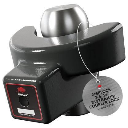 AMPLock U-BRP2516 2 5/16", Heavy Duty Trailer Lock for 2 5/16" Coupler, RV Camper Hitch Lock, Receiver Hitch Accessories, Fast Push System, Rust Resistant Finish, Long Term Outdoor Use