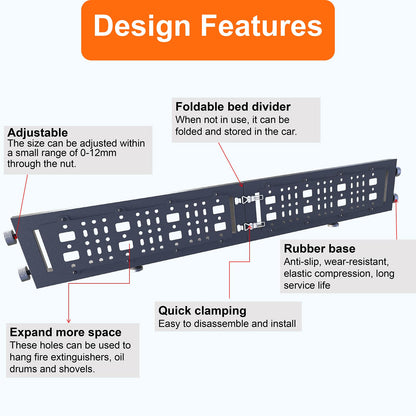 KNAWIER Truck Bed Cargo Divider for 2022-2026 Tundra, Foldable Black Molle Panels,Adjustable Truck Organizer Replacement,No Drilling
