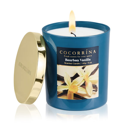 COCORRÍNA Fall Candles - Bourbon Vanilla 5 oz Soy Wax Scented Jar Candles for Home Scented, 31 Hours Burn Time, Aromatherapy Candle Gifts for Men Women