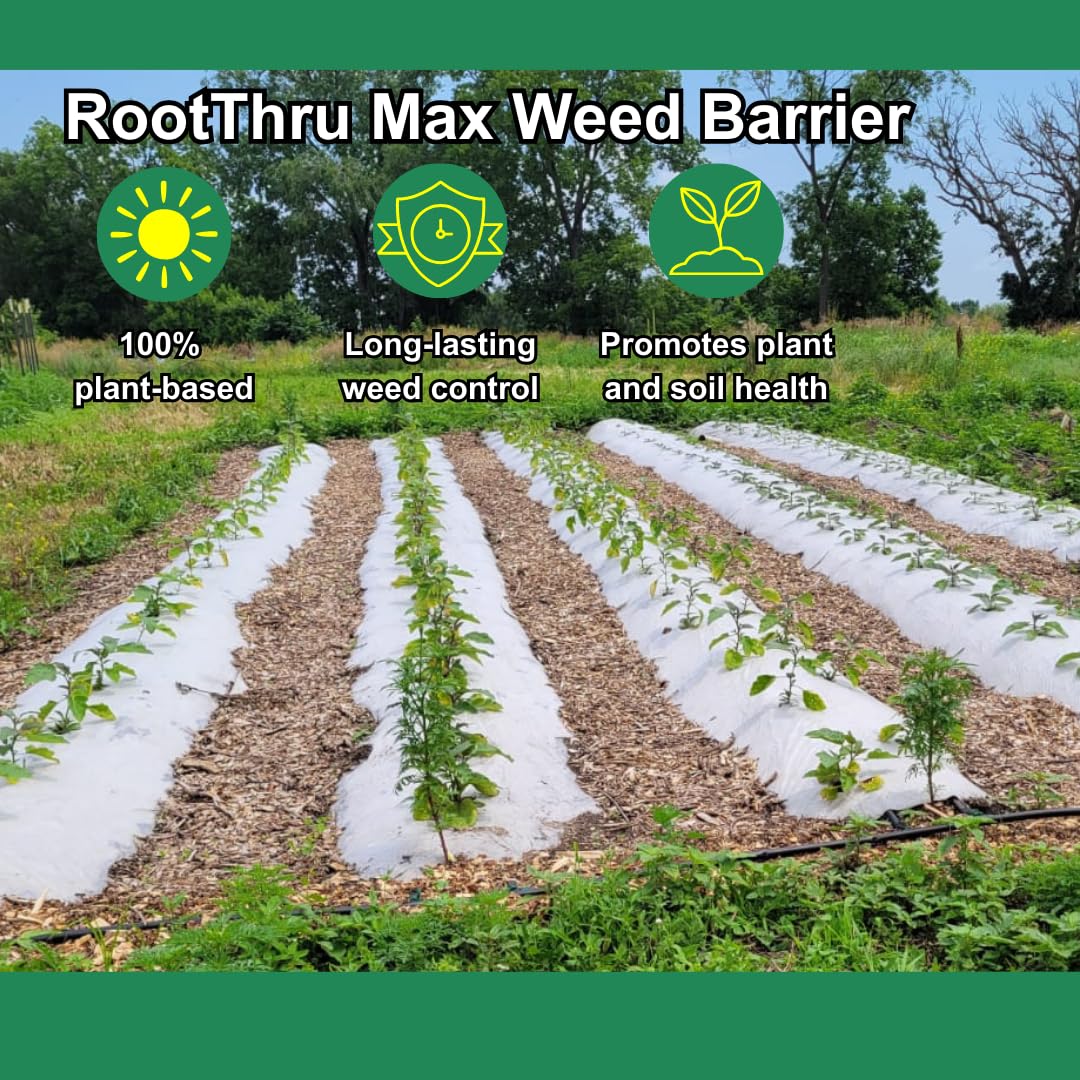 RootThru Max Weed Barrier, 34 in x100 ft, Natural, Eco-Friendly, Heavy-Duty, Durable, Landscape Fabric, Garden Ground Cover, Paper Mulch, Gardening Weed Mat, Geotextile Fabric, Weed Blocker