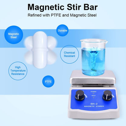 Slendor Magnetic Stirrer SH-2 Hot Plate Mixer Max 520℉ Lab Hotplate Stirrer 2000 RPM Stir Plate with Thermometer, Stir Bar and Support Stand