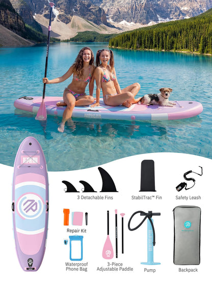 Niphean（Ultra-Light） Inflatable Paddle Board with StabilTrac Fin and Durable SUP Accessories, 10' Stand Up Paddle Boards for Adults & Youth, Versatile Yoga Paddle Board, Gift Ideas-Lavender Whispers