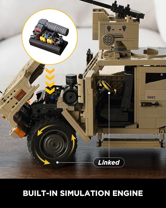 JLTV Building Blocks for Adults Military Vehicles Building Sets Collectible Car Building Kit for Adults (2479 Pcs)