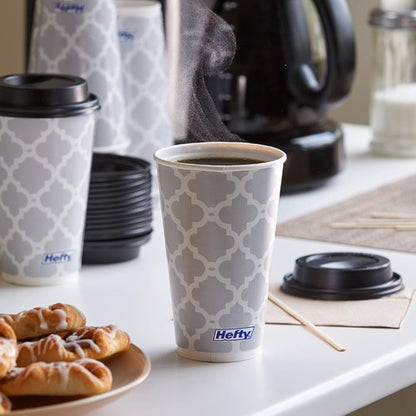 Hefty Disposable Hot Cups - 16 Ounce with Lids | 20 Count for Convenient Serving