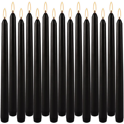 YIHANG Black Taper Candles - Set of 14 Dripless Candles - 10 inch Tall, 3/4 inch Thick - 7.5 Hour Clean Burning Perfect for Household，Dinner or Any Event
