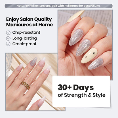 Beetles Builder Gel Set,3 Pcs 8 in 1 Nail Strengthening Apex Building Extension for Beginner DIY Salon at Home,Clear Builder Nail for Nails with Base and Top Coat Gel,UV & LED Lamp Needed