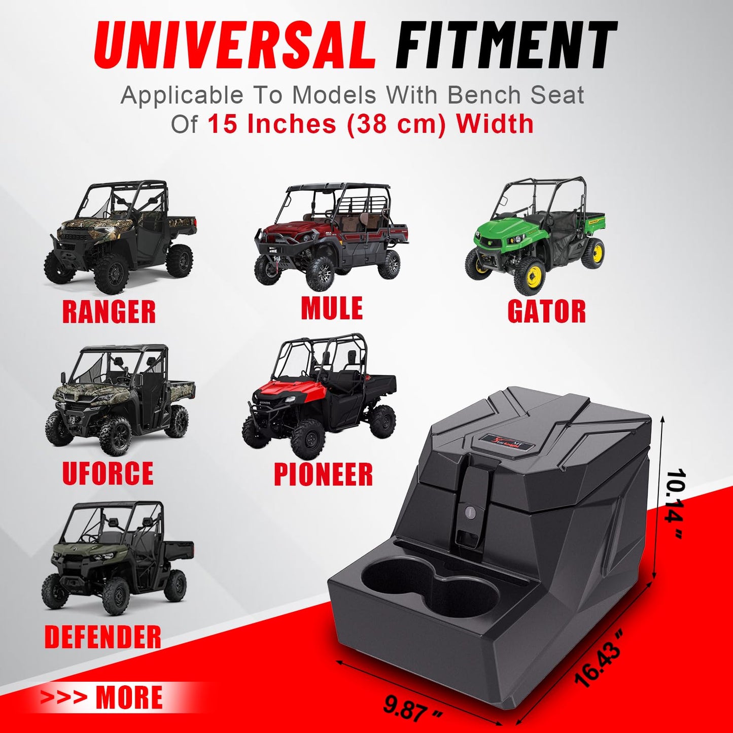 StarknightMT Defender Dash Storage Nets and UTV Center Console Armrest Box with Cup Holders Compatible with Can-Am Defender & Defender MAX HD5 HD7 HD8 HD9 HD10 (2017-2025)