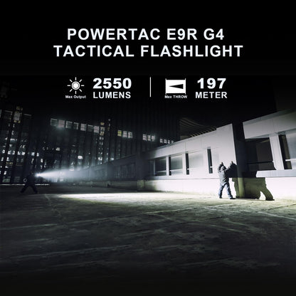 PowerTac E9R G4 Tactical Flashlight – 2550 Lumen Rechargeable LED Flashlights with Magnetic & USB Charging, Super Bright IPX8 Waterproof Light for Emergency, Camping, and EDC
