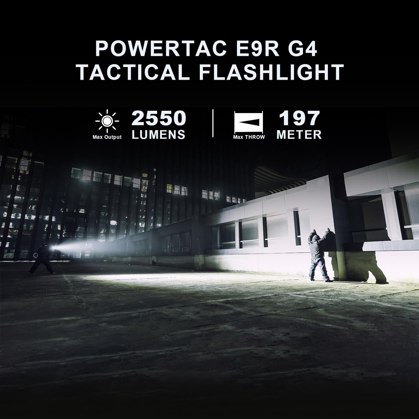 PowerTac E9R G4 Tactical Flashlight – 2550 Lumen Rechargeable LED Flashlights with Magnetic & USB Charging, Super Bright IPX8 Waterproof Light for Emergency, Camping, and EDC