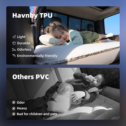 Havnby Truck Mattress, TPU Air Foam Camping Bed, Back Seat Inflatable SnugNest with Rechargeable Built-in Pump, Portable Travel Sleeping Mattress for Pickup Trucks