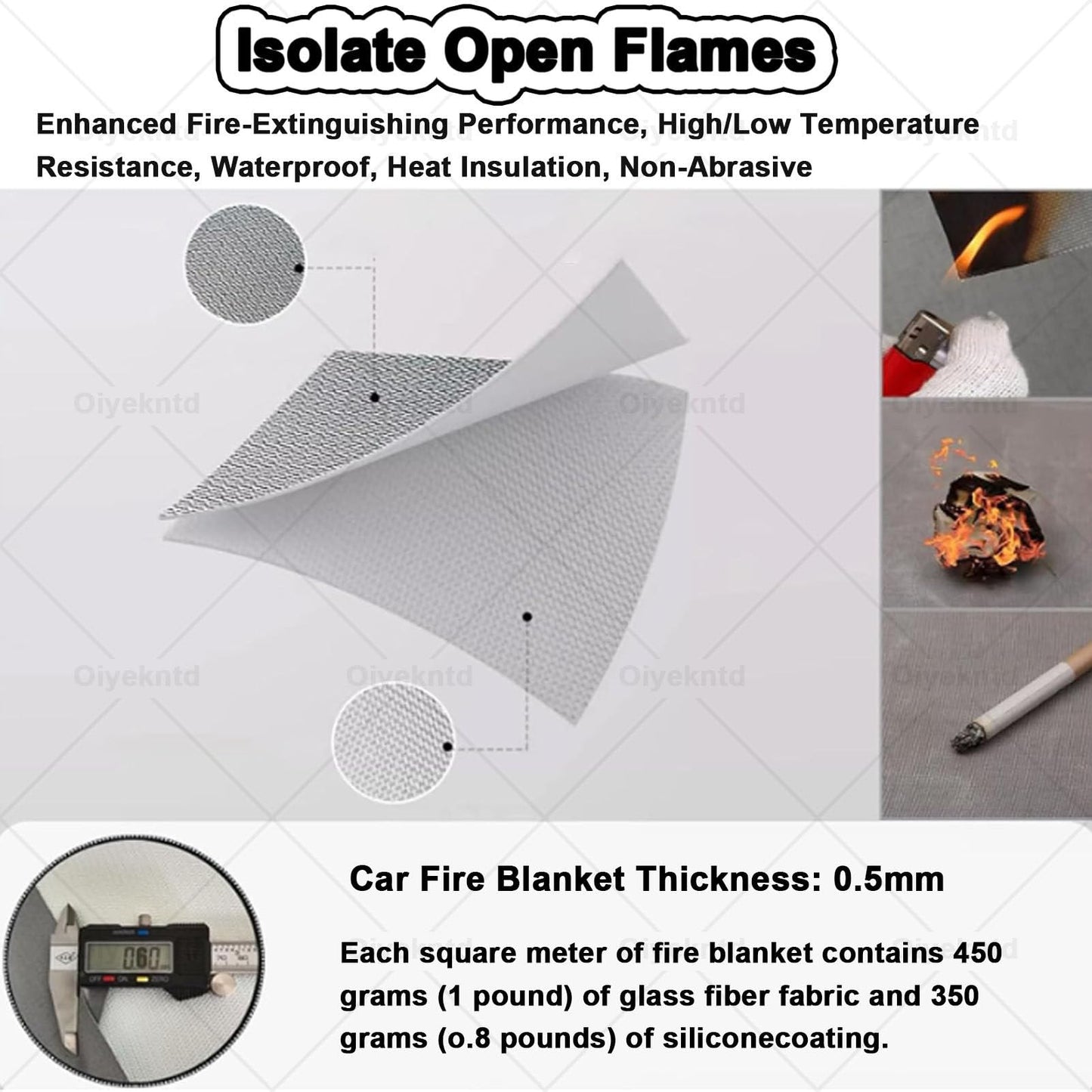 MDYHY Fire Blanket for Vehicles, Reusable Flame Retardant, Silicone Coated Emergency Fire Suppression Blanket for Home, Office & Caravan, 4m x 6m (13.1ft x 19.7ft)