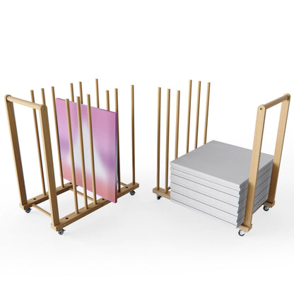 UNZERO Art Storage and Transport Cart with Dowels - Art Drying Rack with Wheels, Handle, and Adjustable Dividers