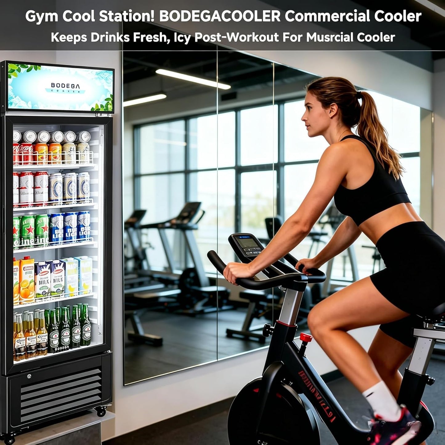 BODEGACOOLER Commercial Merchandiser Refrigerator,10 Cu.Ft Commercial Beverage Cooler with Single Glass Door,Upright Door Display Refrigerator Drink Commercial Bar Cooler with 4 Adjustable Shelves