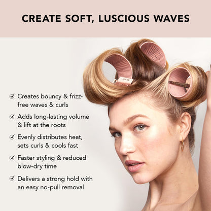 Kitsch Ceramic Thermal Hair Rollers for Women – Self Grip Hair Curlers for Heatless Curls Overnight - Volumizing Large Rollers for Short & Long Hair - For Long Lasting Frizz-Free Curls - Black, 8pcs