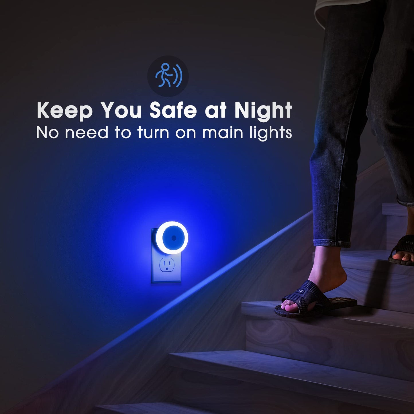 Briignite LED Baby Night Lights Plug into Wall [4Pack], Nightlight with Light Sensors for Kids Room, Bathroom Stair Lights, Hallway Light, Warm White