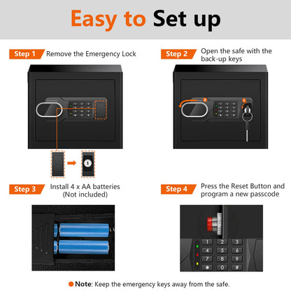 1.8 CUFT Fire Proof Safe for Home Documents, Steel Security Fireproof Safe with Programmable Keypad, Removable shelf and Spare Keys, Home Safes Water and Fireproof for Money Medicine and Valuables