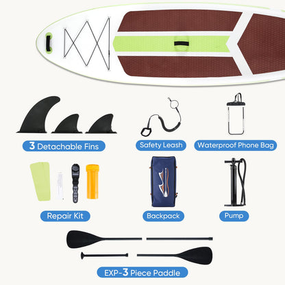 DUMOS Inflatable Stand Up Paddle Board, 10.5'×33'' Paddle Boards with Non-Slip Deck, Durable Advanced Material and Complete SUP Accessories for All Skill Levels, Green
