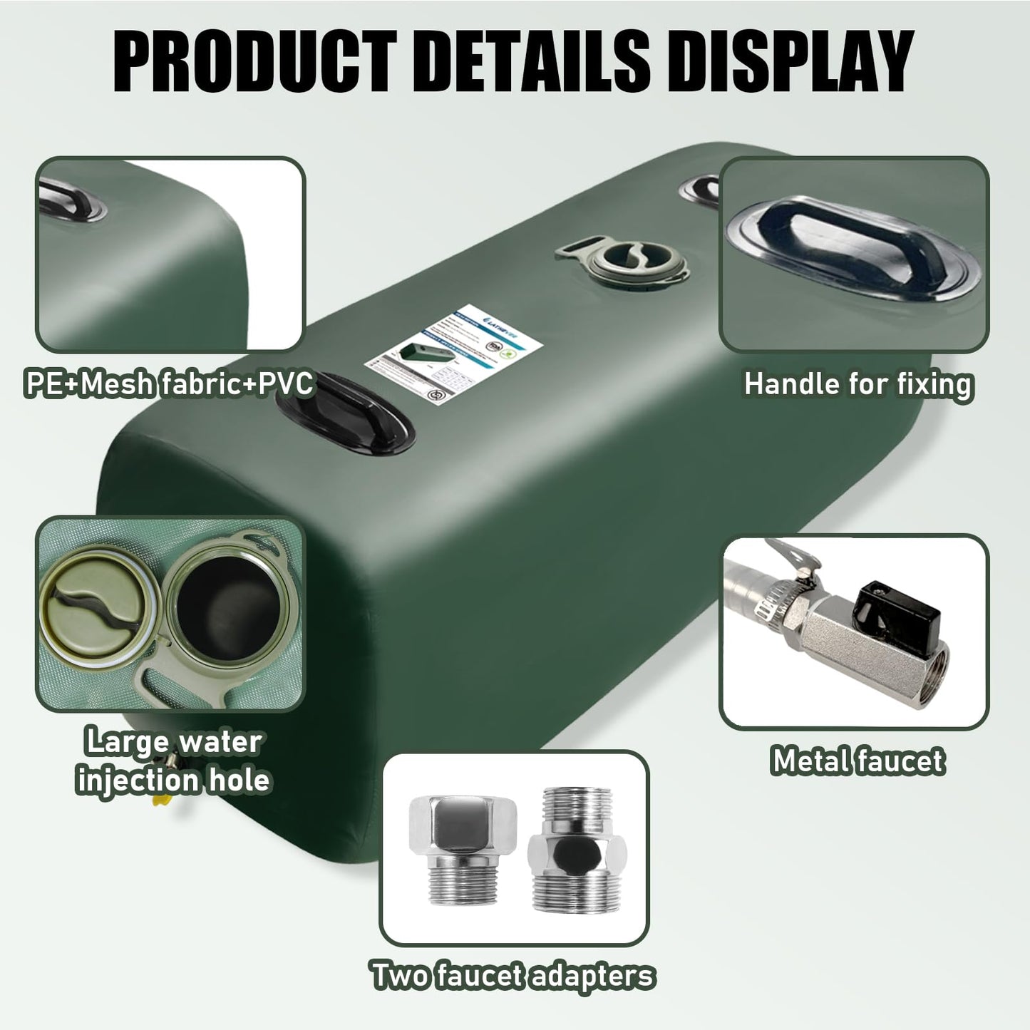 LATHEVEE Drinking Water Storage Bladder,25 Gallon Portable Water Bladder Tank, RV Water Tank, Can Be Used for Storing Drinking Water, Camping, Traveling, Wilderness Survival Patrols, Etc.