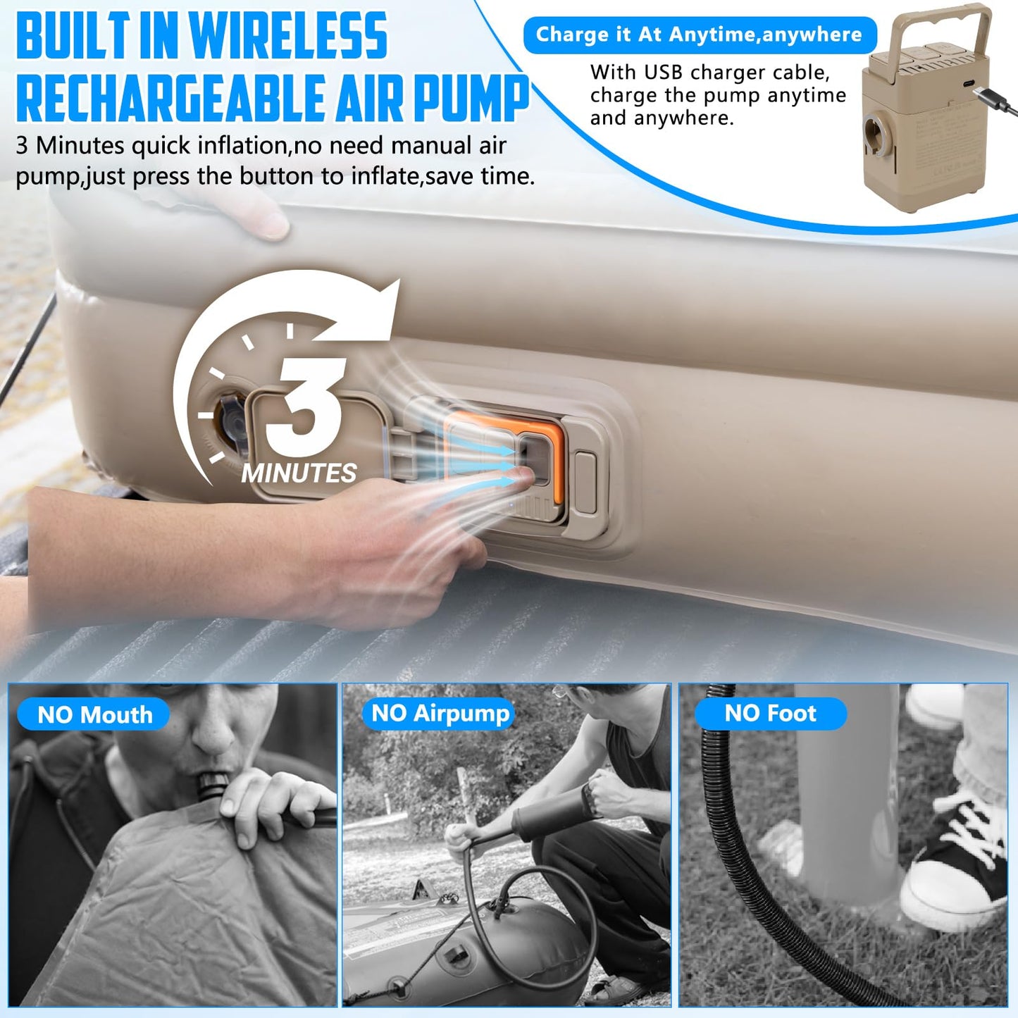 OPP ULITE Foldable Pickup Truck Bed Tent, Full Size Sportz Air Mattress, Camping & Outdoor Truck Tent, 2-Person Portable Includes Pillows & Glow-in-The-Dark Stakes