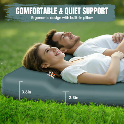 EUHAMS Camping Sleeping Pad – Ultra-Thick Self-Inflating Memory Foam Mattress with Pillow, Double Camping Pad with Foot Pump, Portable 4-Season Sleeping Mat for Car, Tent & Travel, Full Size
