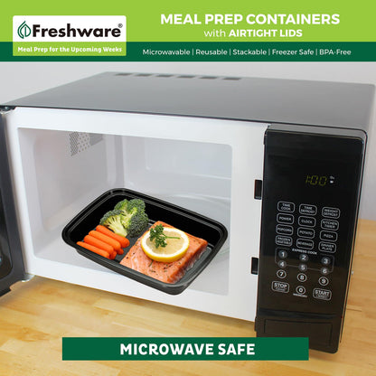 Freshware Meal Prep Containers [300 Pack] 1 Compartment with Lids, Food Storage Containers, Bento Box, BPA Free, Stackable, Microwave/Dishwasher/Freezer Safe (24 oz)