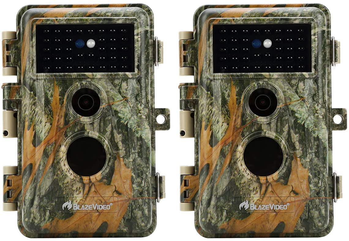 BLAZEVIDEO 2-Pack Trail Camera 64MP 1296P Video, 940nm No-Glow Night Vision, 70° Focused PIR Detection (Fewer False Alerts), 0.3s Trigger Motion Activated IP66 Waterproof Game Cam for Wildlife & Yard