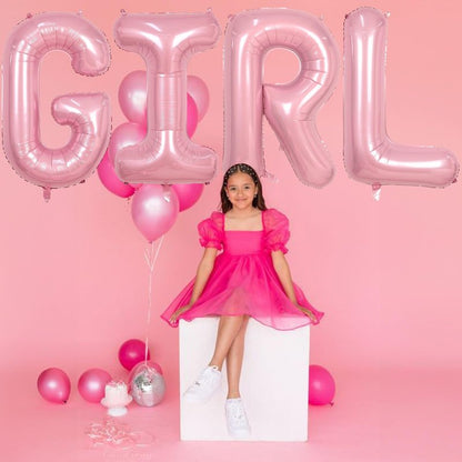 40 Inch Pastel Pink GIRL Balloons, Large Pearl Pink Girls Balloon Letters, Light Pink GIRL Mylar Banner Sign Alphabet Balloon for Girls Birthday Baby Shower Gender Reveal Party Decoration Supplies