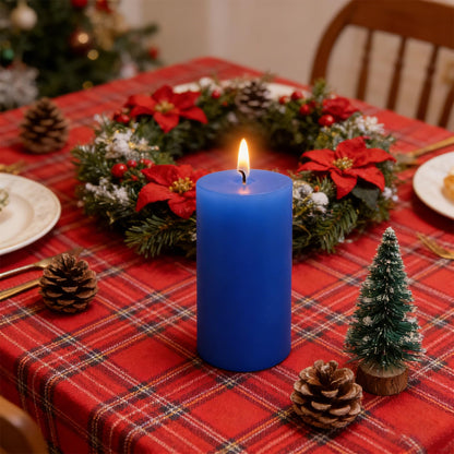 2.8" x 6" Hand-Poured Unscented Candle, Dripless Pillar Candle Set of 3, Approx 120 Hours Burn Time, Rustic Country Style, for Wedding, Dinner, Christmas and Home Decor, Dark Blue