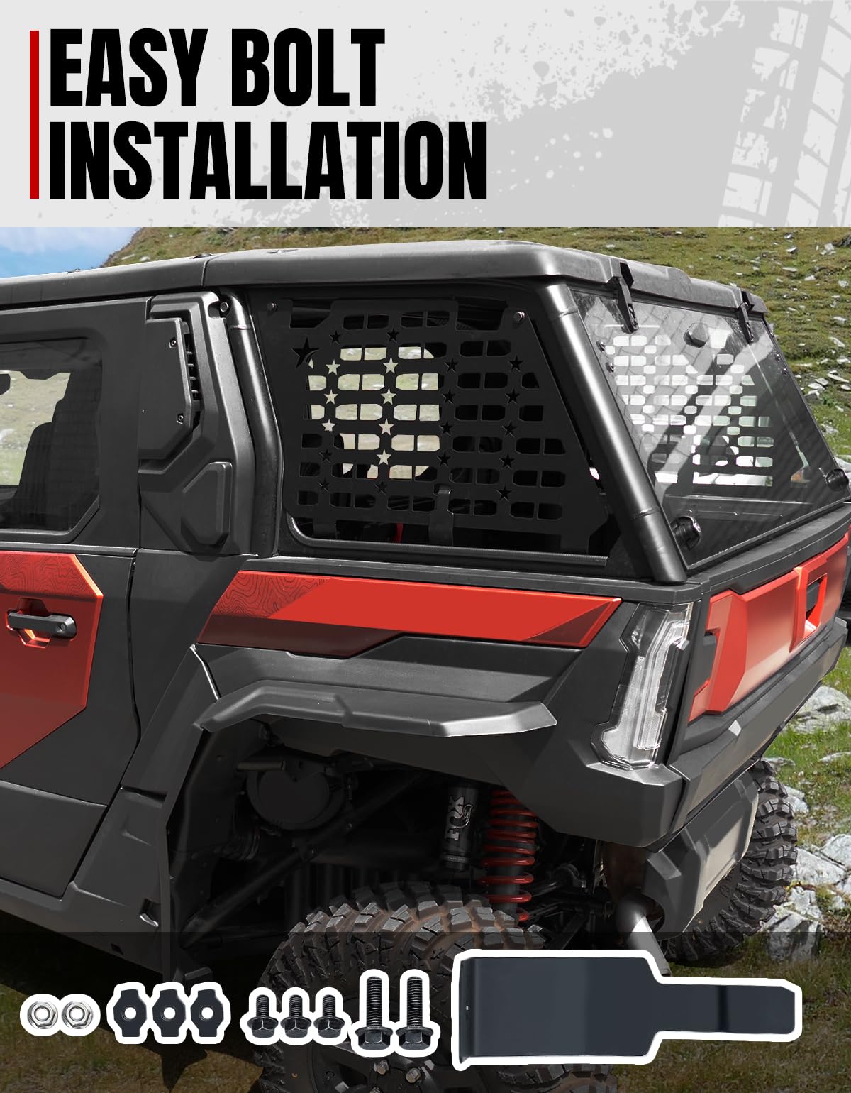 A & UTV PRO Rear Window Molle Panels for Polaris Xpedition ADV/ADV 5 2024+, Aluminum Back Window Protection Compatible with Xpedition Ultimate/NorthStar/Premium Expedition Accessories (One Pair)