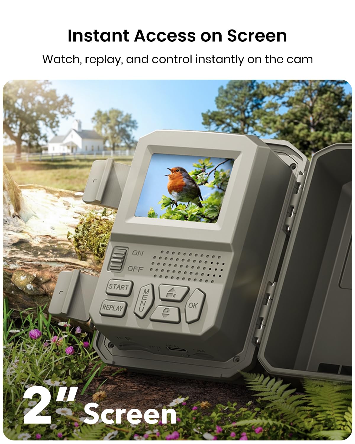 Misstech 4K UHD Solar Trail Camera for Game & Wildlife Monitoring - 0.1s Fast Activation to Record Animals, 64MP/4K Clear Night Vision, No Monthly Fee, App Control, IP66 Waterproof, Local Storage