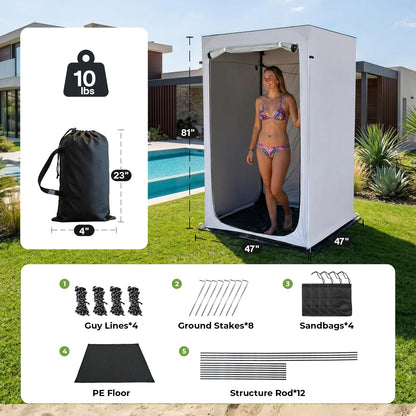 Alvantor® Shower Tent Changing Room Outdoor Shower Enclosure Privacy Shelter Toilet Tent Dressing Shelter Teflon Coating Fabric Multi-Proof Steel Pole for Patio, Garden, Poolside 47"x47"x81"