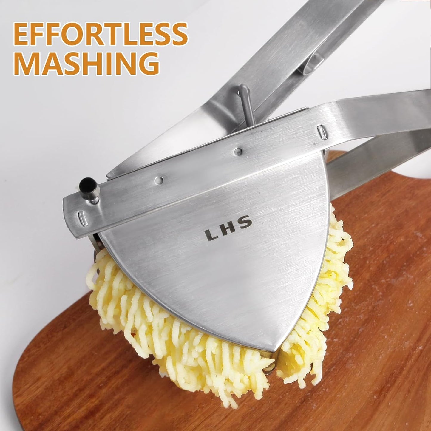LHS Stainless Steel Potato Ricer - Heavy Duty Masher with Ergonomic Grip | Extra Large Capacity, Dishwasher Safe (Black)