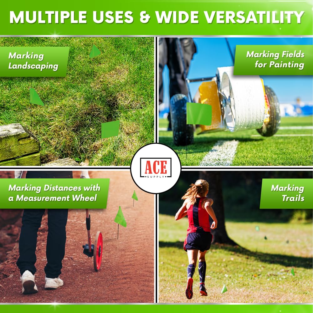 Green Marking Flags 1000 Pack - 4x5x21 Inch Green Flags for Yard - Markers For Lawn, Irrigation, Landscaping, Survey & Sprinkler Head Marking